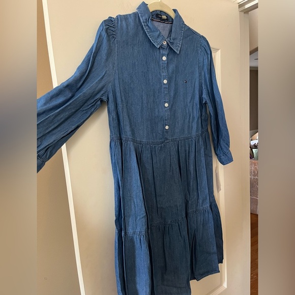 Tommy Hilfiger Blue Denim Chambray Shirt Dress Ruffle Hem Women’s size 8 - Picture 6 of 15